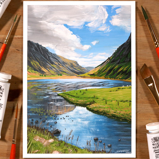 Valley Reflections - Gouache Painting