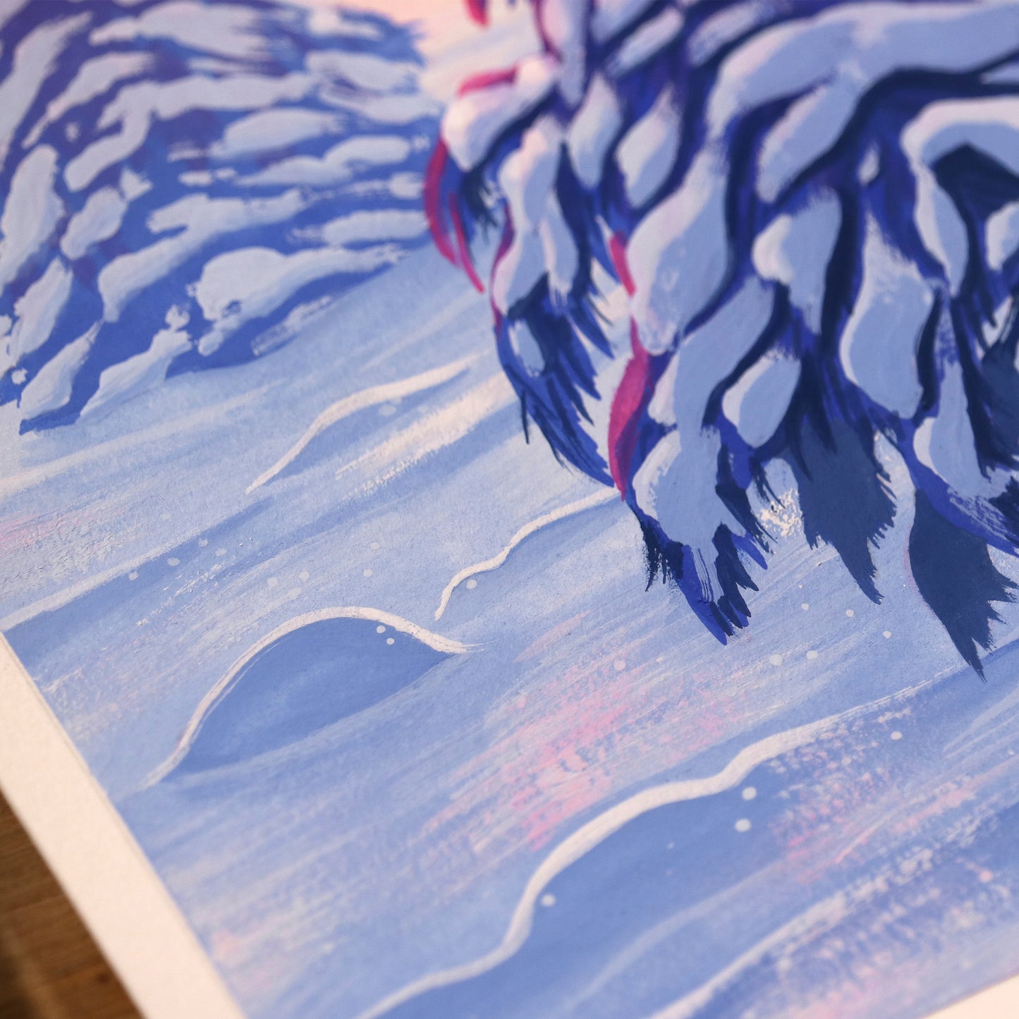 Snowy Trees - Gouache Painting